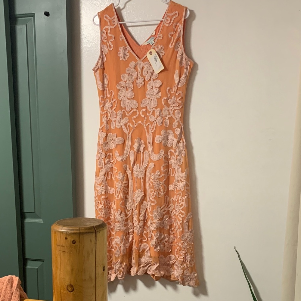 Sundance Coral Floral Lace Midi Dress